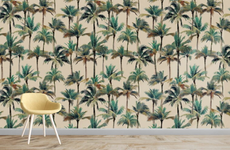 banana palm and oconut trees summer themed wallpaper