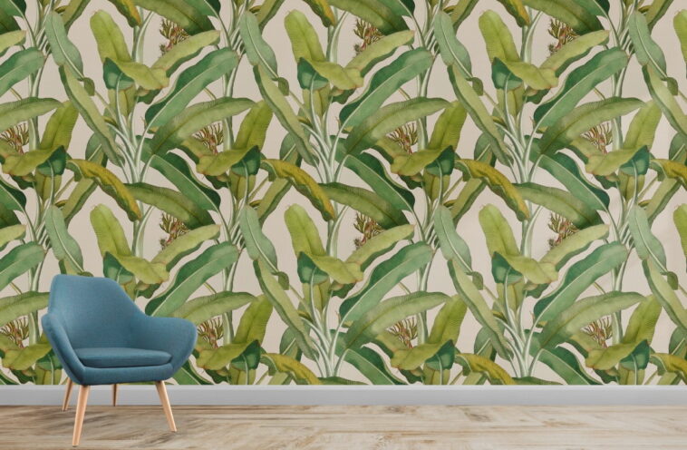 banana palm leaves pattern design wallpaper
