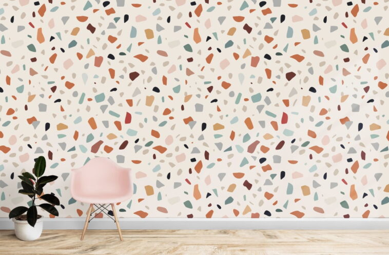 colorful pebbles terrazzo modern design wallpaper
