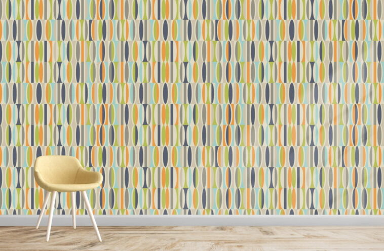 colorful retro pattern abstract ovals wallpaper