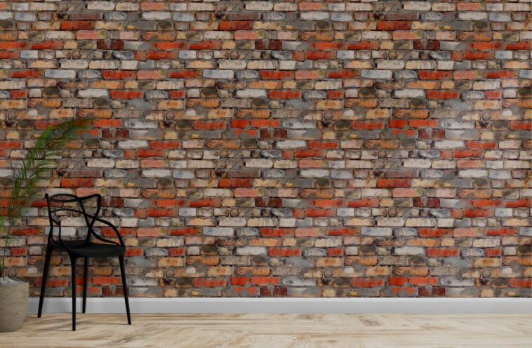 colorful vintage style brick wall wallpaper