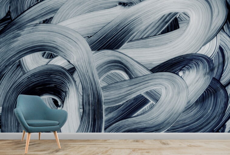 dark monochrome brush strokes design wallpaper