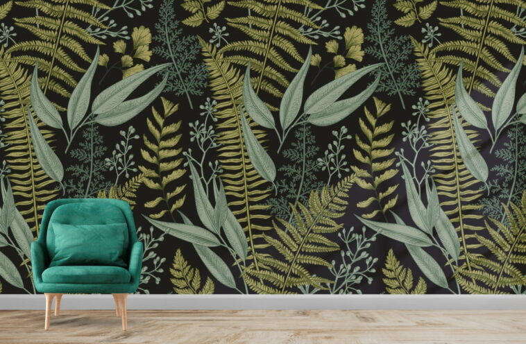 floral pattern vintage style exotic plants wallpaper