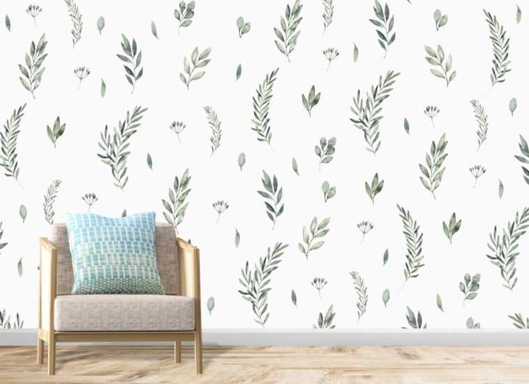 green small garden plants modern design wallpaper
