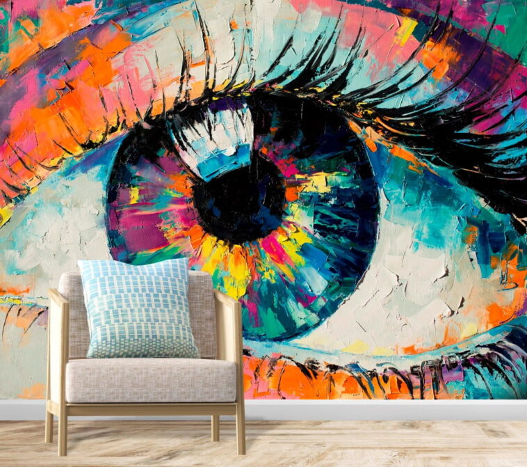 oil painting multicolored eye wallpaper