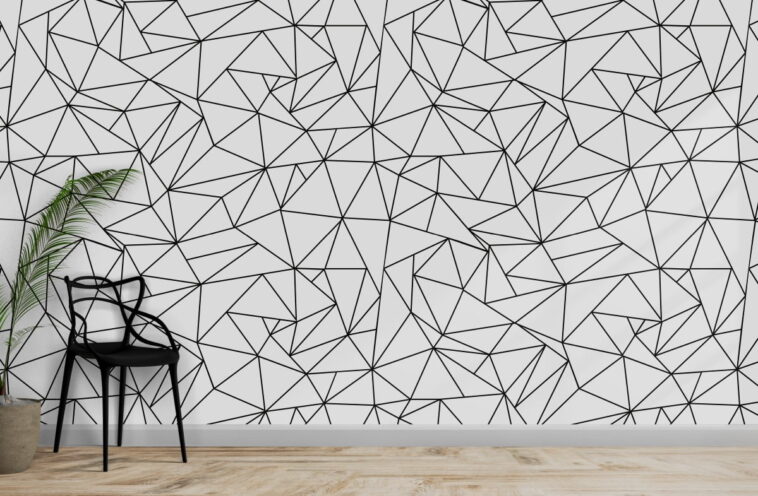 polygonal black and white triangles geometric wallpaper