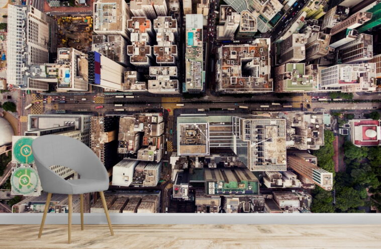 real sketch of hong kong city shot by drone wallpaper