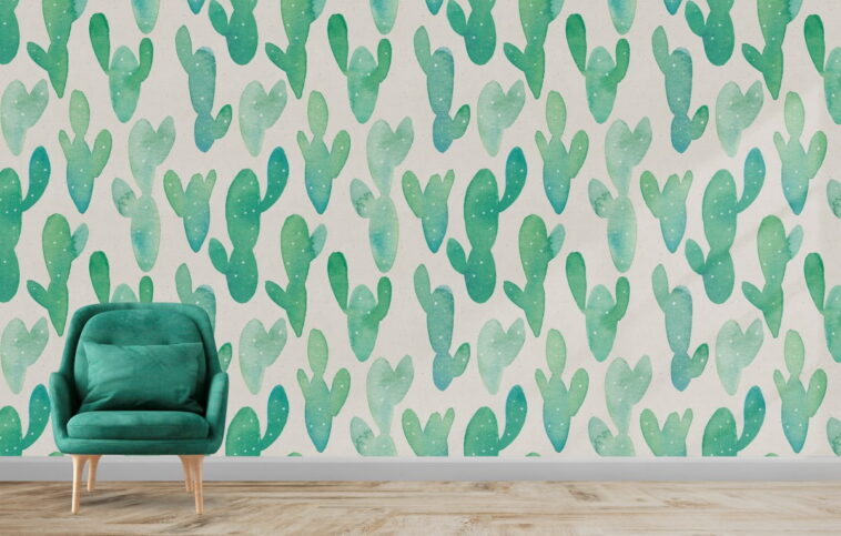 watercolor minimal cactuses wallpaper