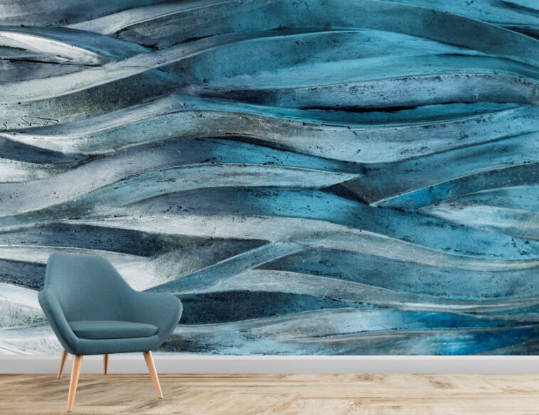 Intertwined textured abstract rough style blue color wallpaper