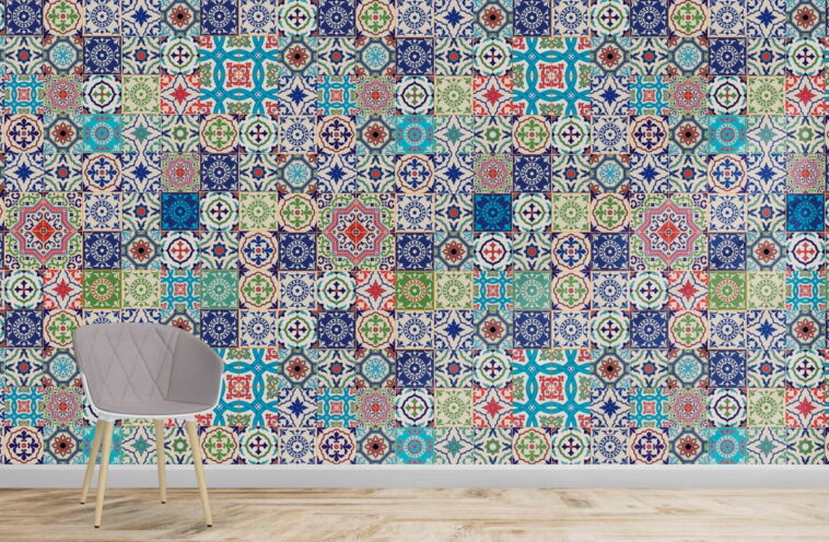 arabic and moroccan style multicolor square modern wallpaper