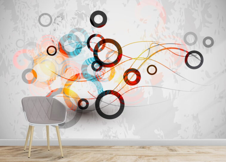 big small colorful circles on gray background wallpaper