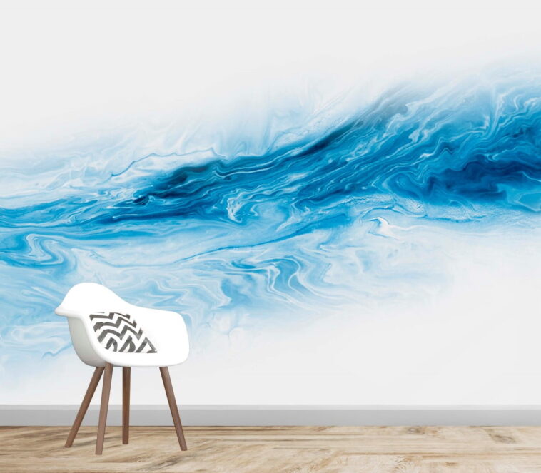 blue abstract ocean and white marble texture wallpaper