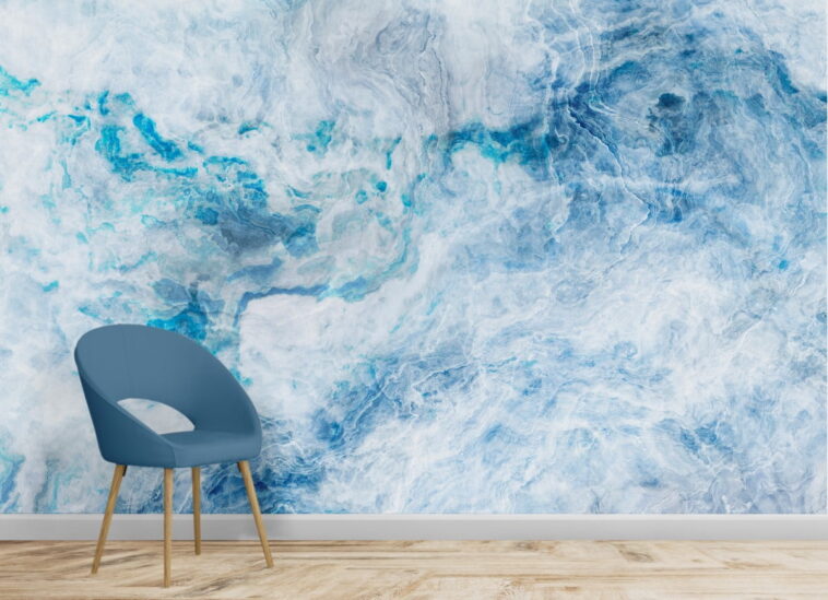 blue marble pattern with white veins abstract wallpaper