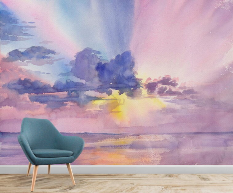 colorful sky sunrise oil painting design wallpaper