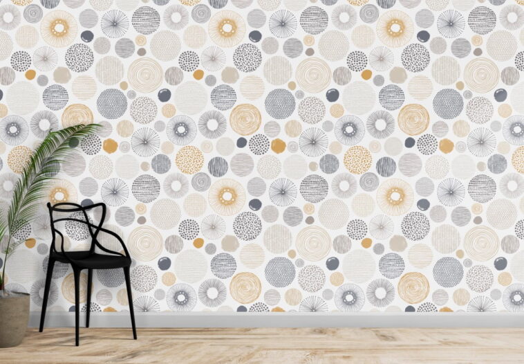 doodle circles randomly distributed soft colors wallpaper