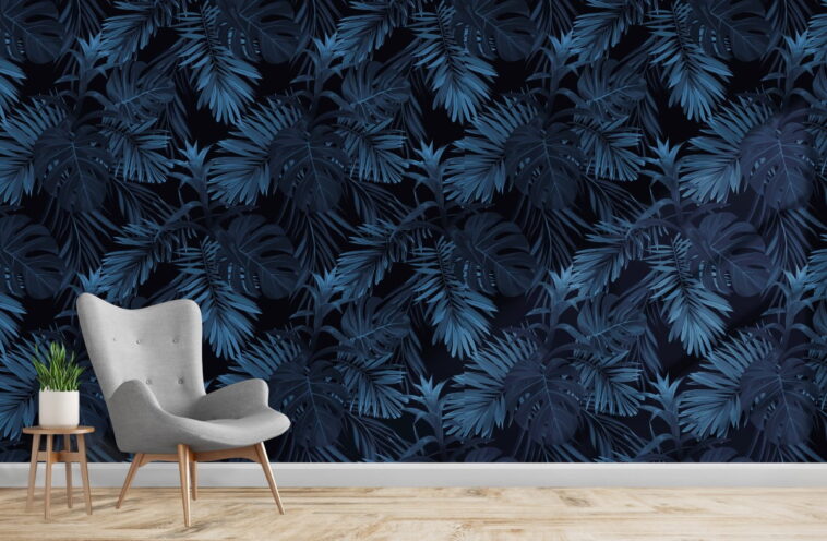 exotic leaves hawaiian plants floral dark wallpaper