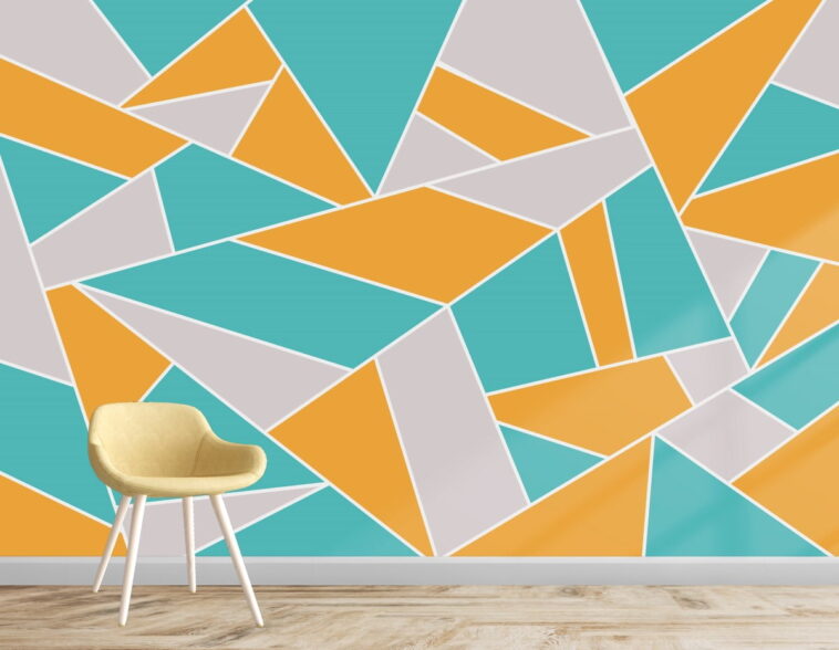geometric colorful trapezoid shapes modern design wallpaper