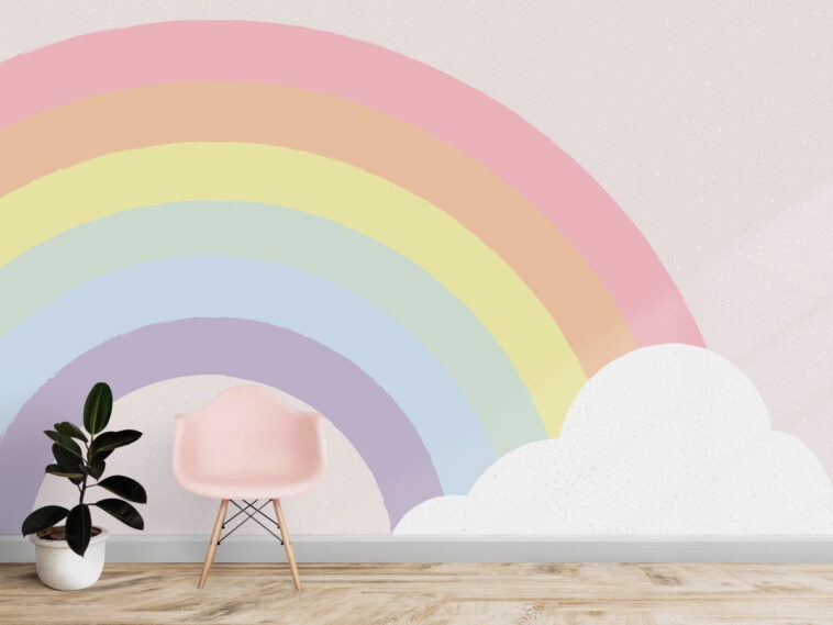 half rainbow and cloud wallpaper