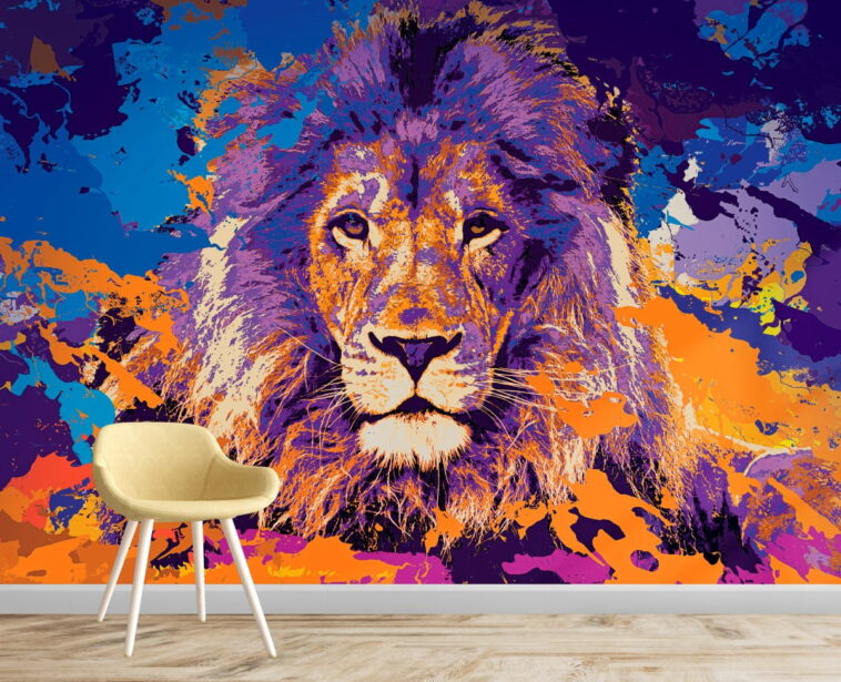 lion face multicolor art wallpaper