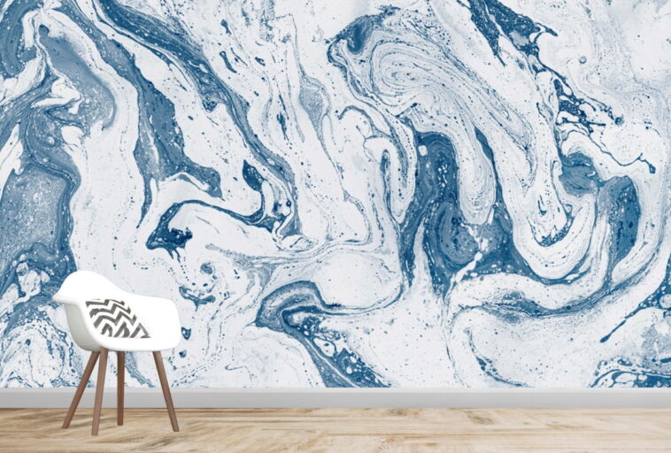 navy blue and white color abstract marble texture wallpaper