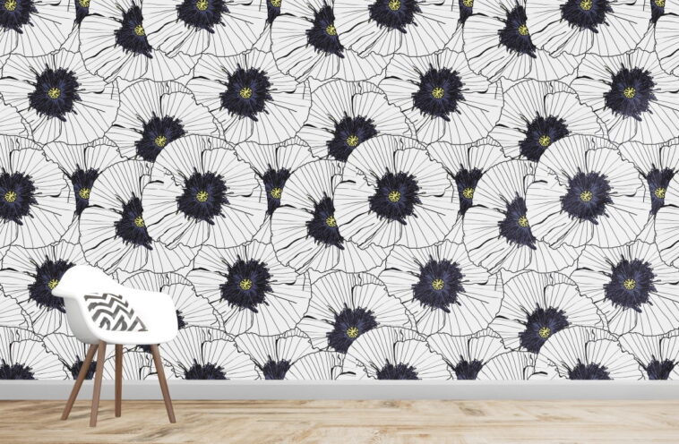 navy blue white black flowers background floral wallpaper