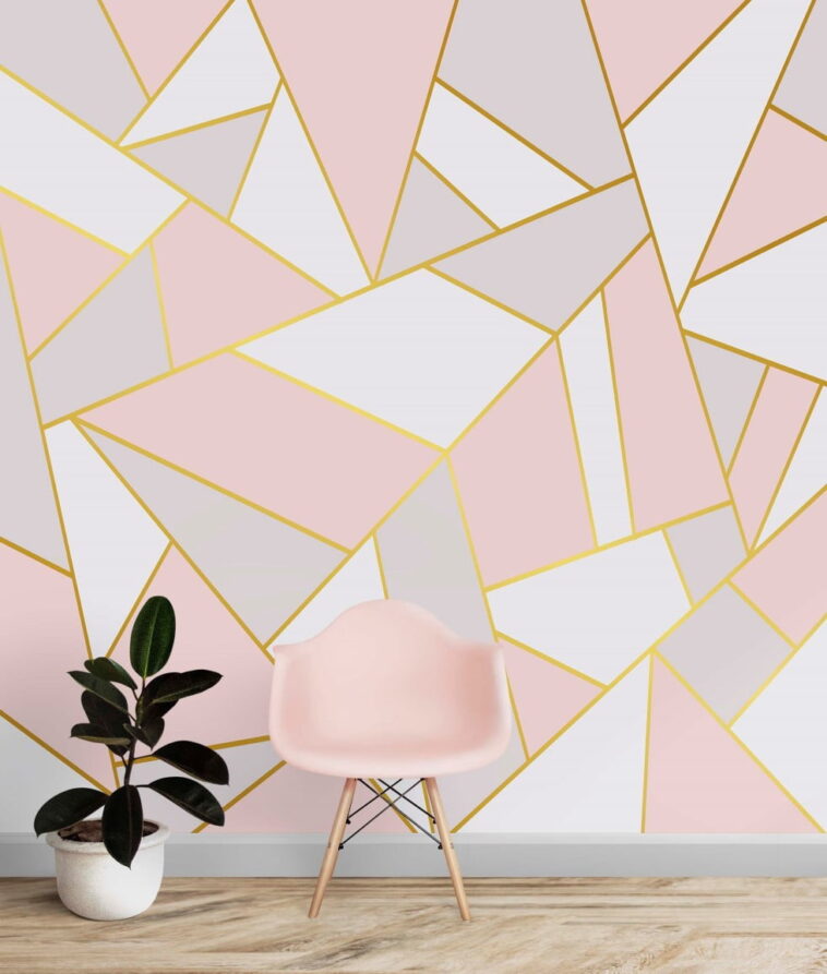pink triangle and trapezoid geometric shapes wallpaper