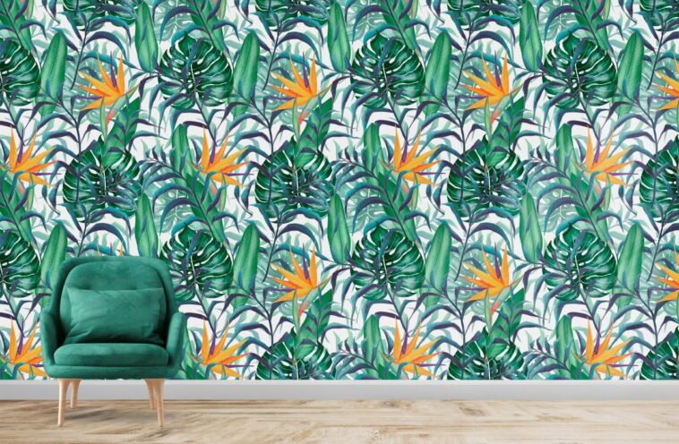 tropical plants strelitzia flower floral exotic wallpaper