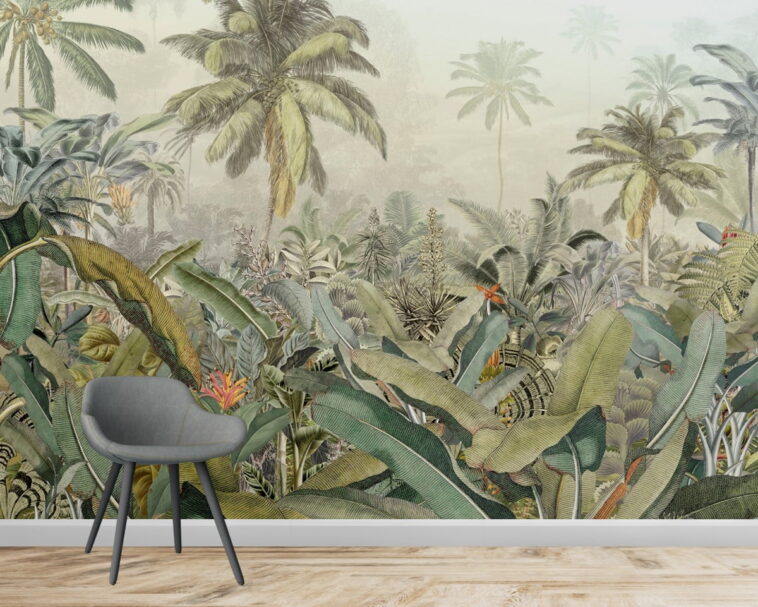 tropical rainforest plants banana palm trees wallpaper