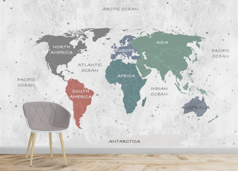 world map on the gray white background continents wallpaper