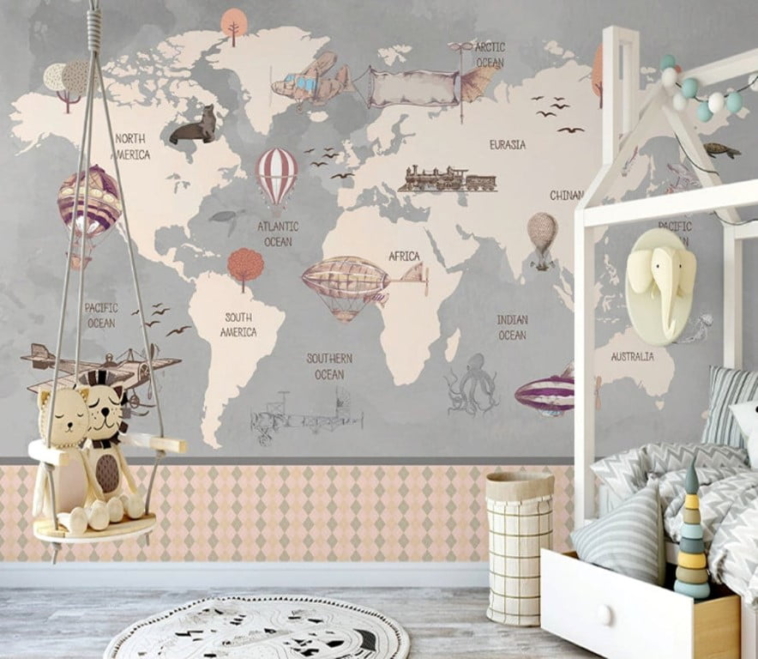 World Map Wall Murals Wallpaper