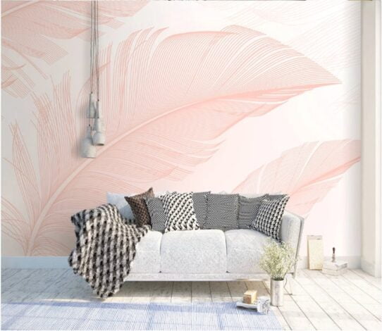 Pink Feather Wall Murals Wallpaper