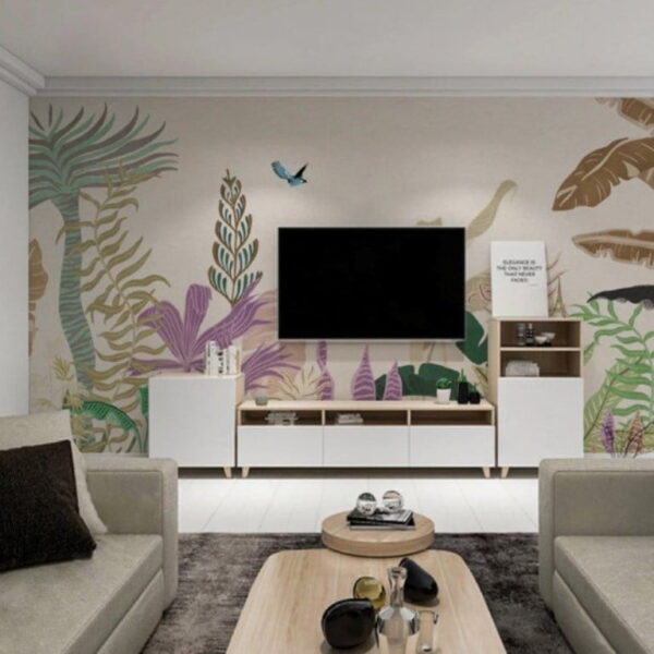 Colorful Tropical Jungle Leaves Wall Murals Wallpaper