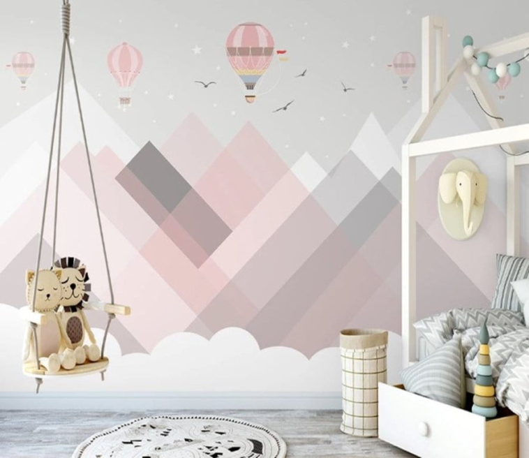 Pink Air Balloons Wall Murals Wallpaper