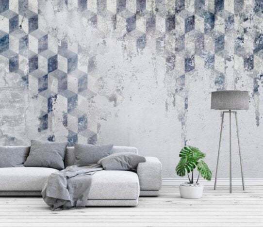 Blue Gray Shapes Wall Murals Wallpaper