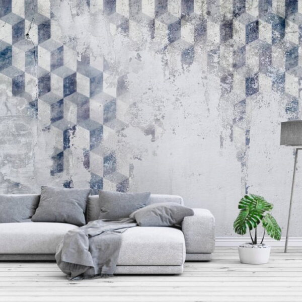 Blue Gray Shapes Wall Murals Wallpaper