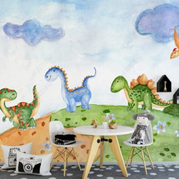 Hand Drawing Dinosaurs Wall Murals Wallpaper