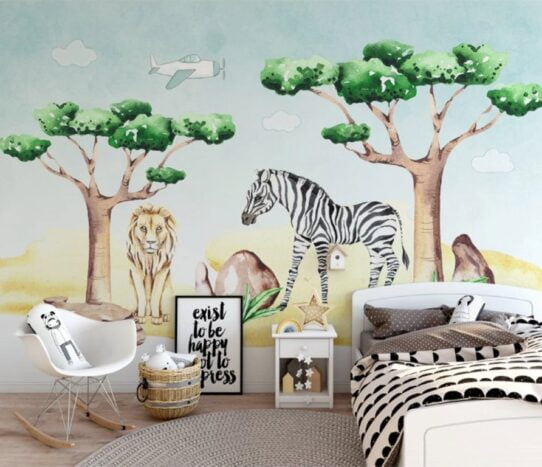 Zebra Trees Wall Murals Wallpaper