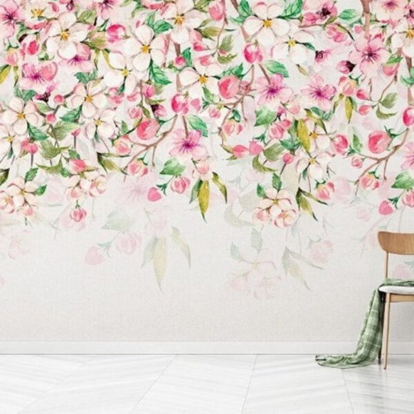 Pink Garden Flowers Wall Murals Wallpaper