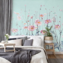 Pink Flowers Wall Murals Wallpaper