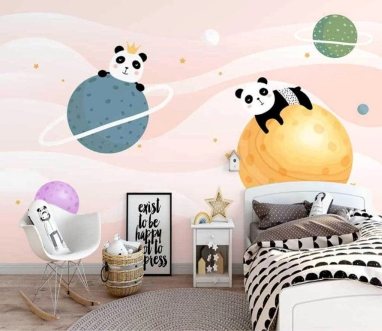 Planets and Pandas Wall Murals Wallpaper