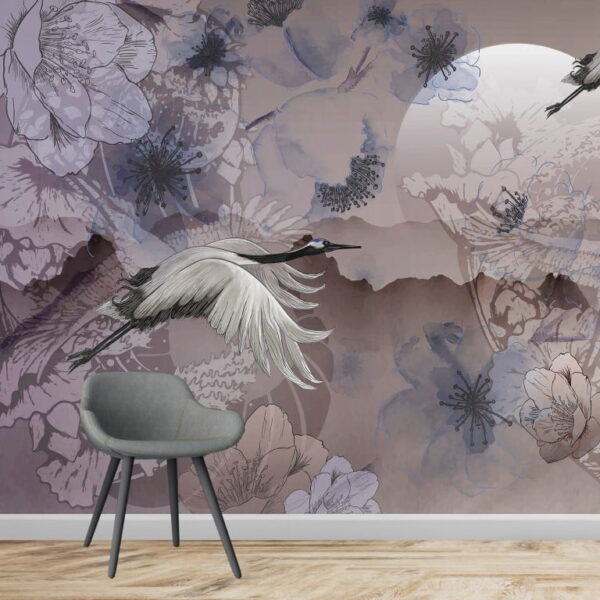 Purplish Spring Flowers Wall Murals Wallpaper