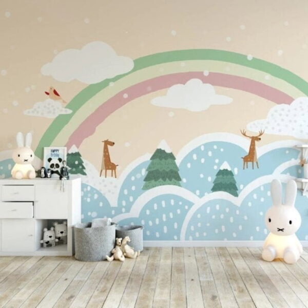 Rainbow and Clouds Wall Murals Wallpaper