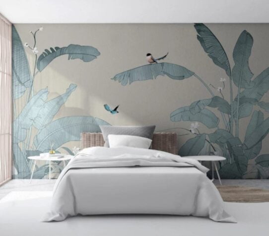 Sof Color Palm Leaves Wall Murals Wallpaper