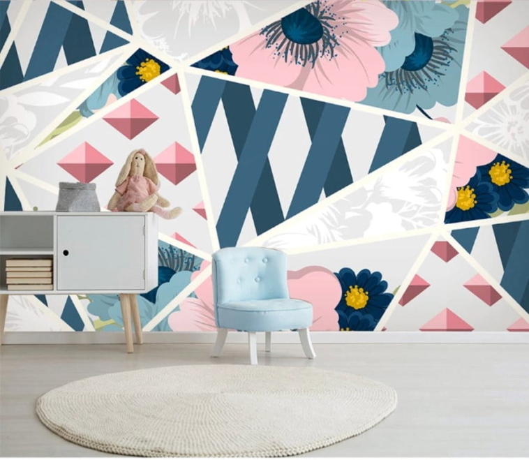Geometric Floral Wall Murals Wallpaper