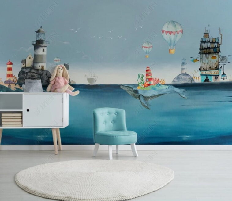 Whale in the Sea Wall Murals Wallpaper